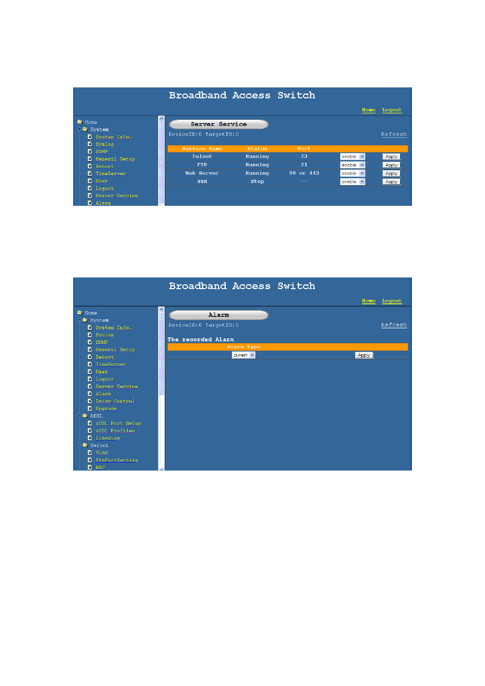 9 server services, 10 alarm, 11 daisy control | NetComm IP DSLAM User Manual | Page 14 / 71