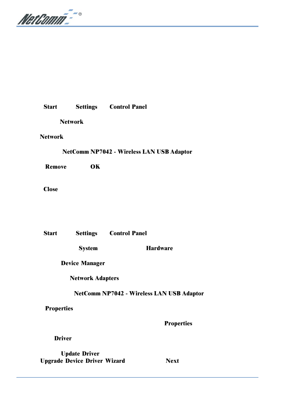 Updating a wireless lan driver in windows 2000 | NetComm NP7042 User Manual | Page 10 / 32