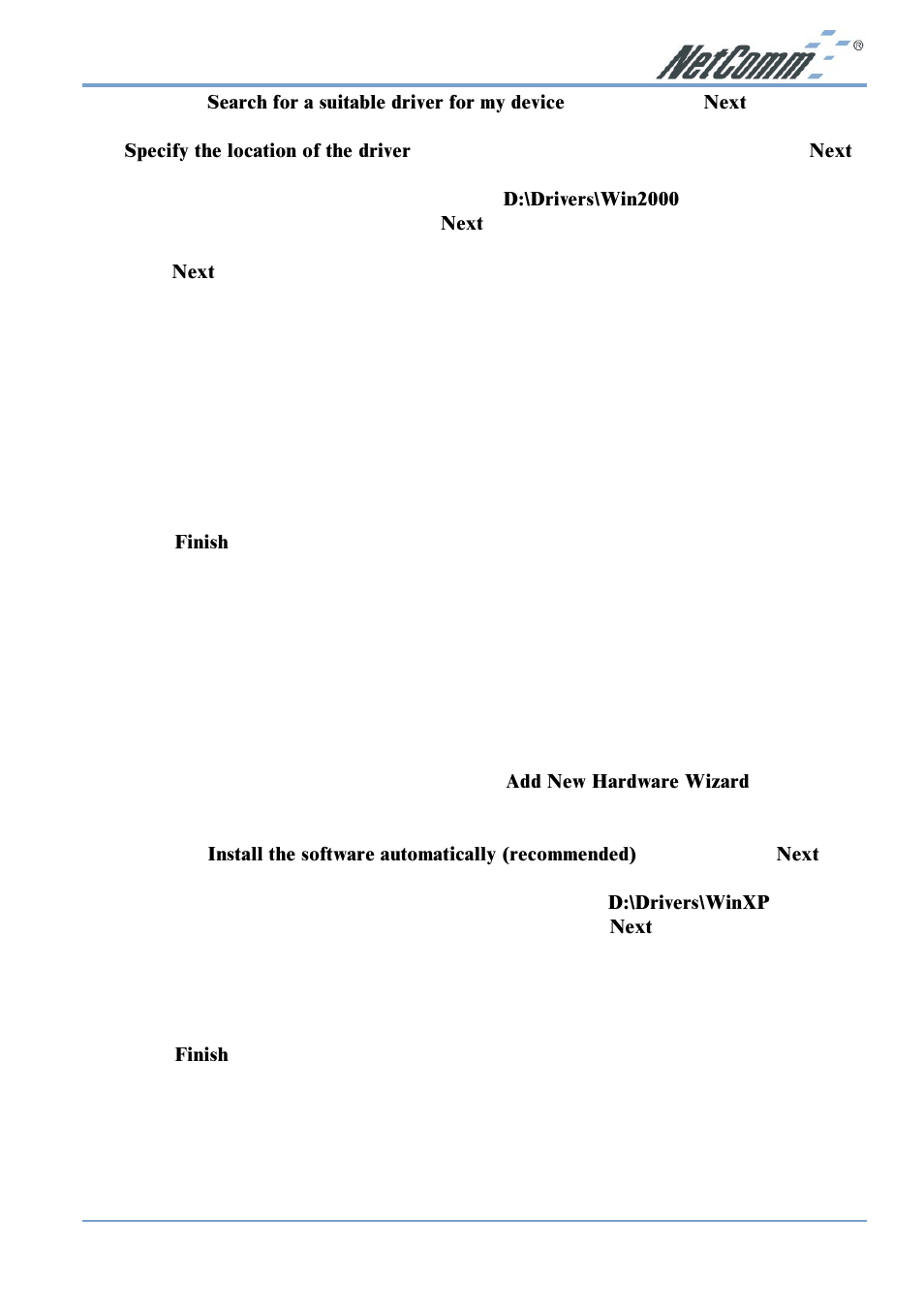 Installing the driver in windows xp | NetComm NP7042 User Manual | Page 11 / 32