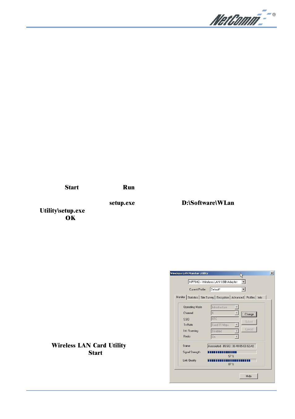 Configuring you wireless lan card utility, Microsoft windows 98/me/2000 | NetComm NP7042 User Manual | Page 13 / 32