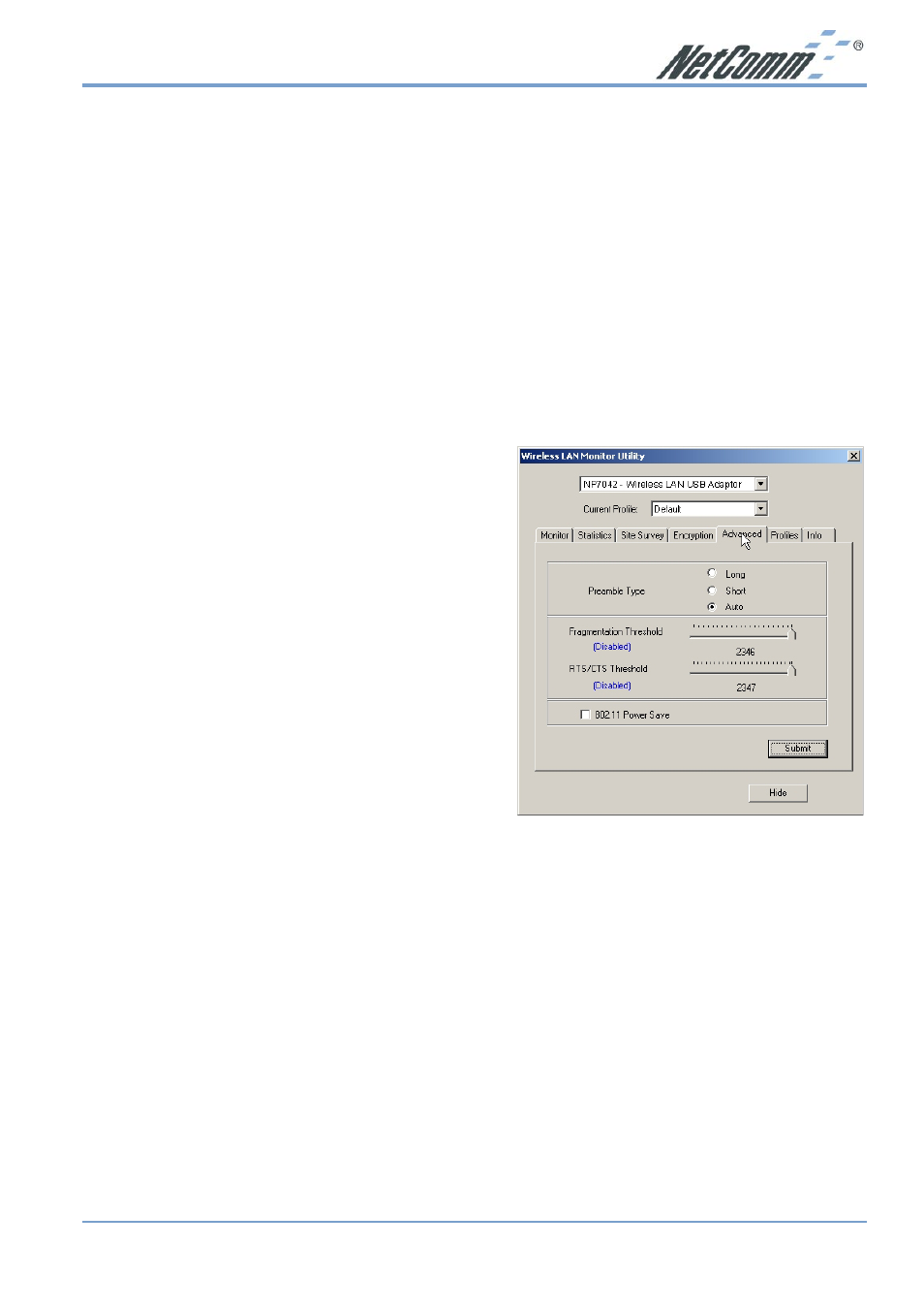 Advanced | NetComm NP7042 User Manual | Page 19 / 32