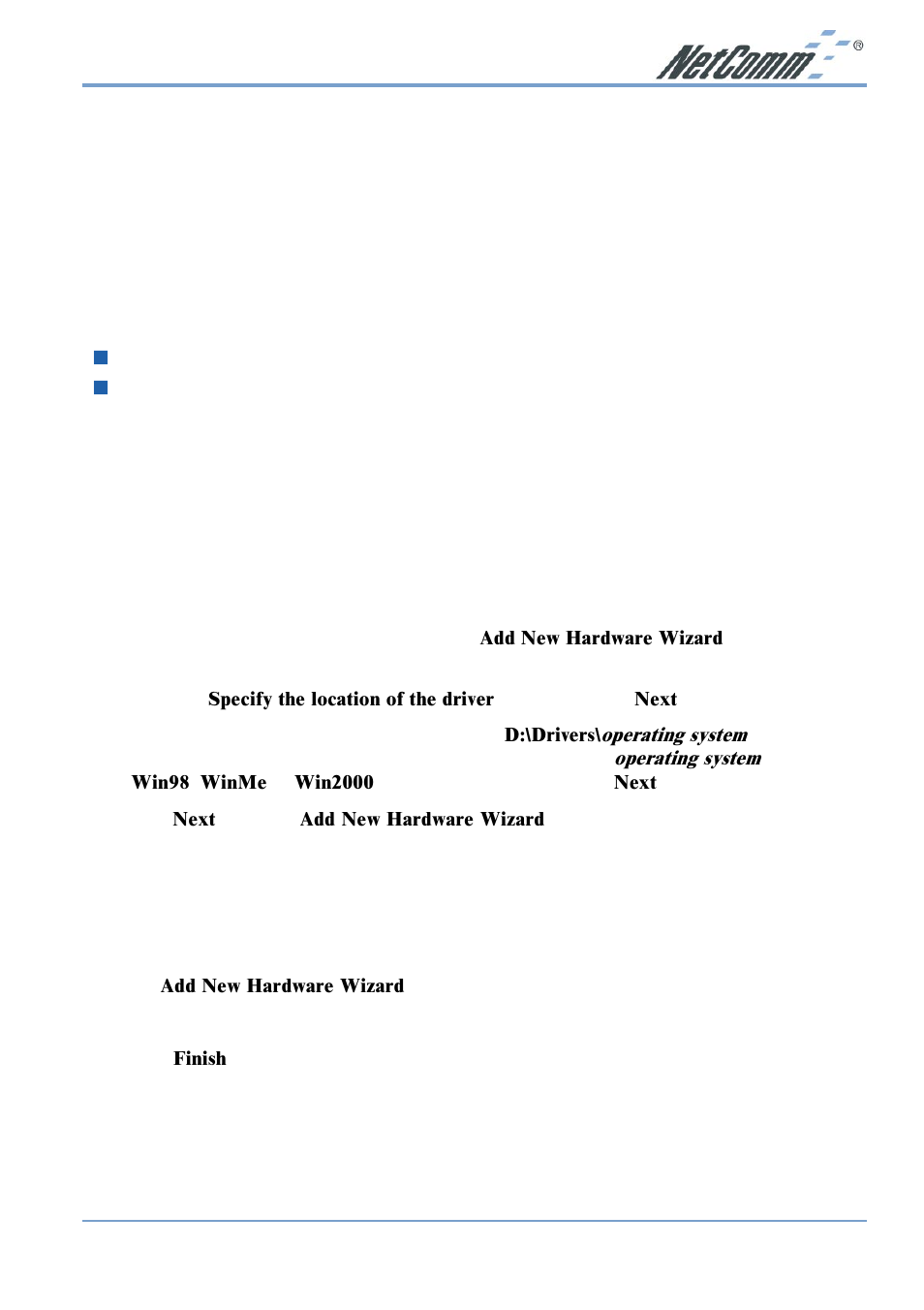 Driver installation & configuration | NetComm NP7042 User Manual | Page 9 / 32