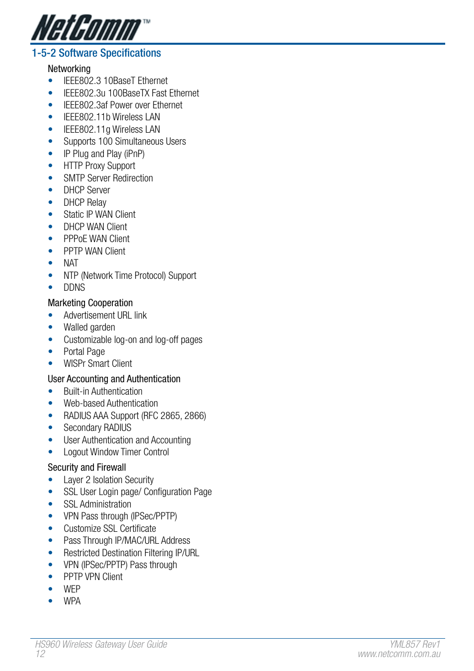 NetComm HS960 User Manual | Page 12 / 120