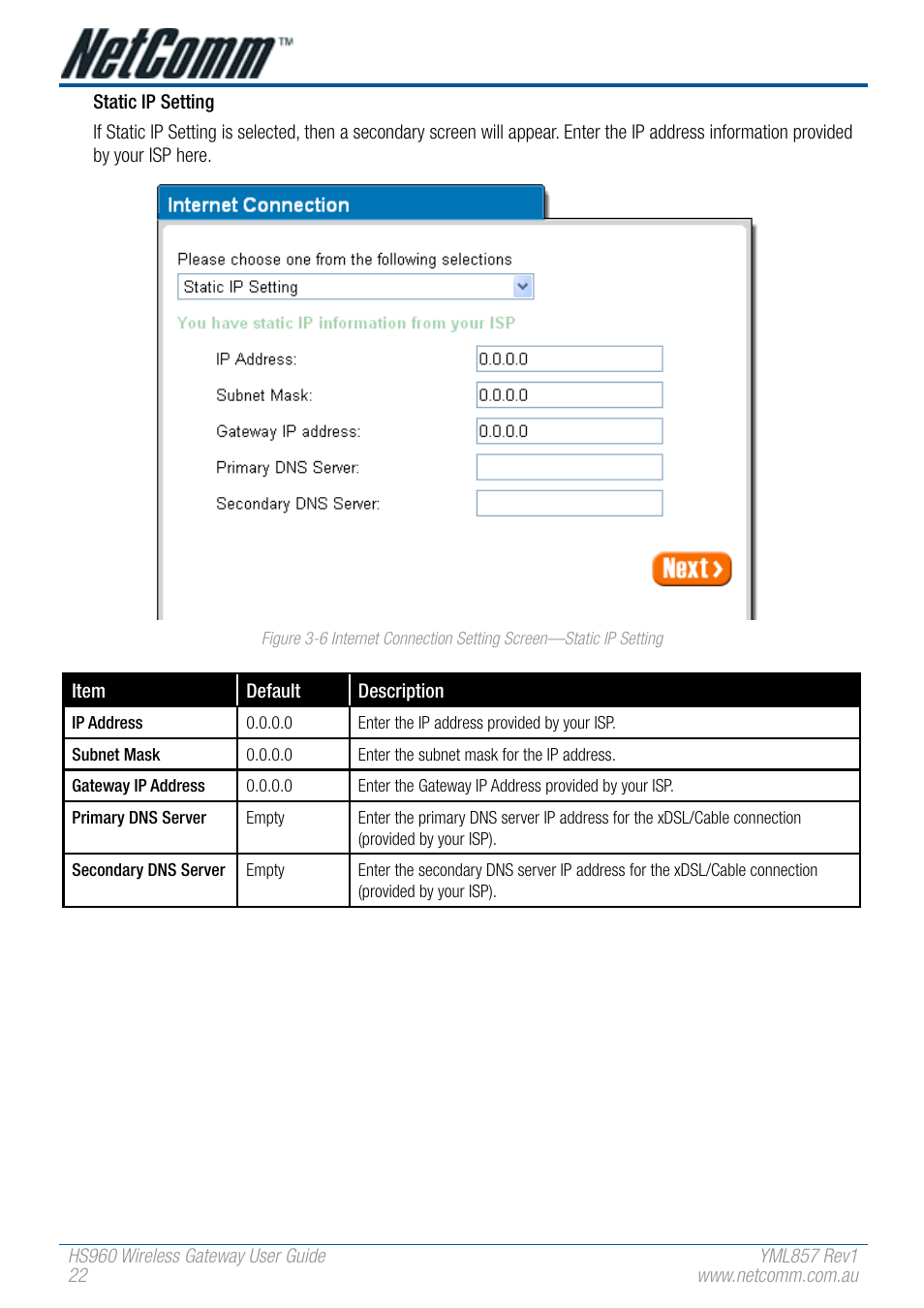 NetComm HS960 User Manual | Page 22 / 120