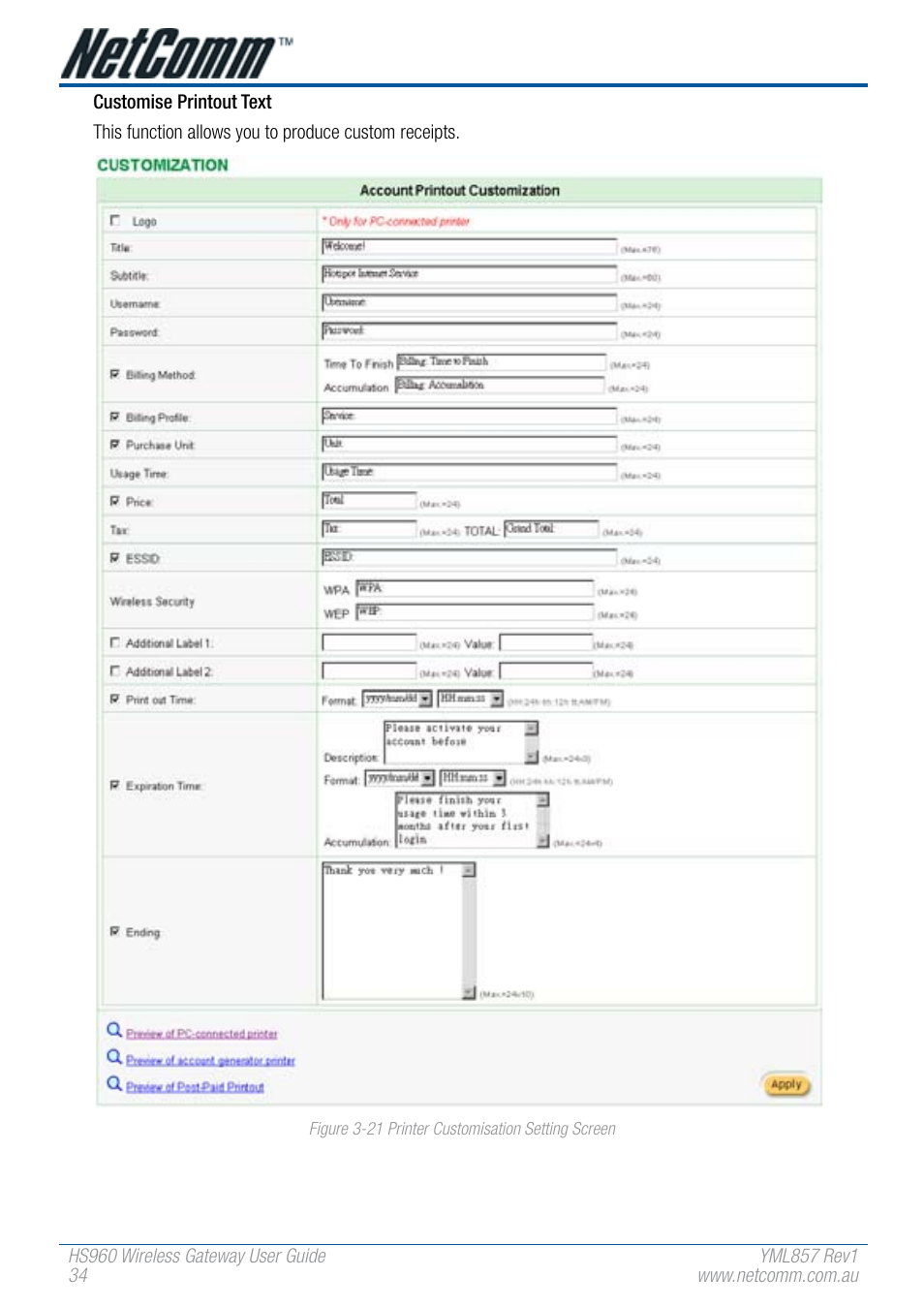 NetComm HS960 User Manual | Page 34 / 120