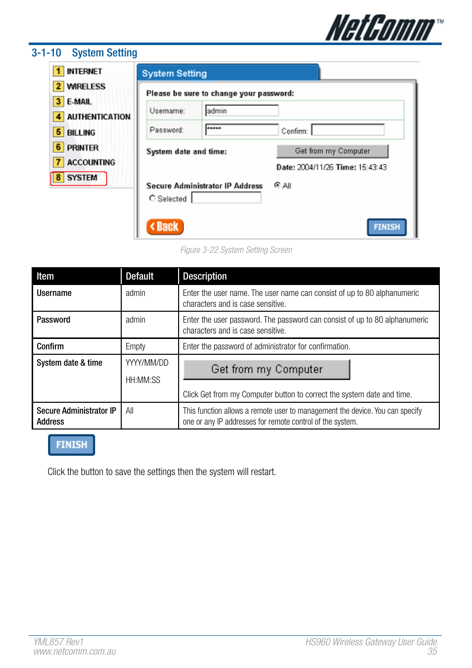 NetComm HS960 User Manual | Page 35 / 120