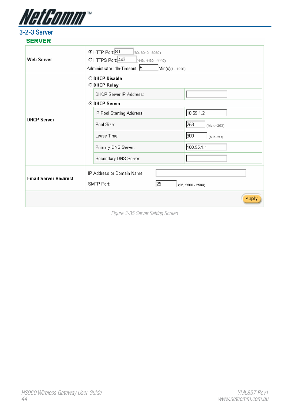 NetComm HS960 User Manual | Page 44 / 120