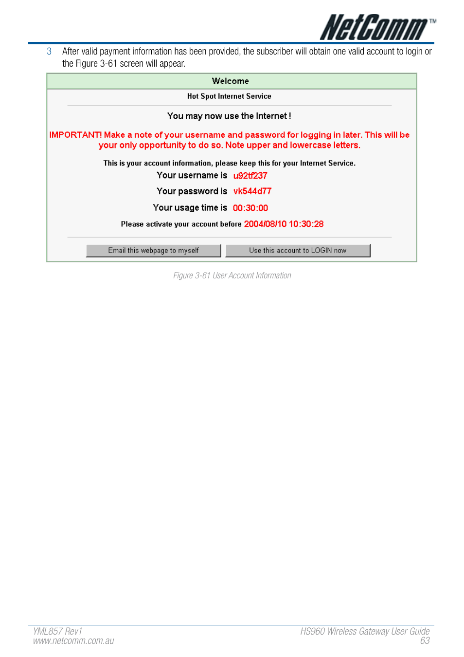 NetComm HS960 User Manual | Page 63 / 120