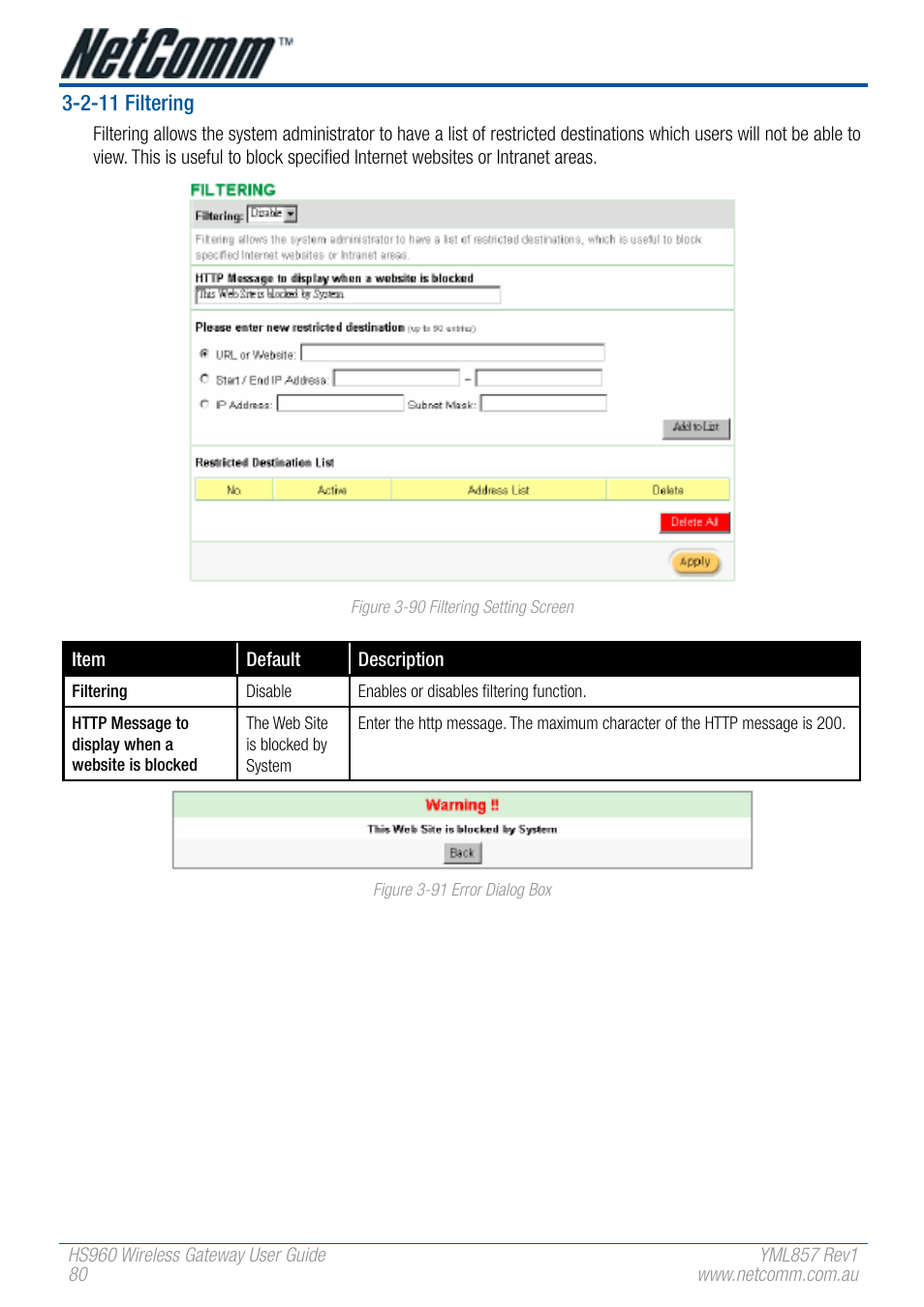 NetComm HS960 User Manual | Page 80 / 120