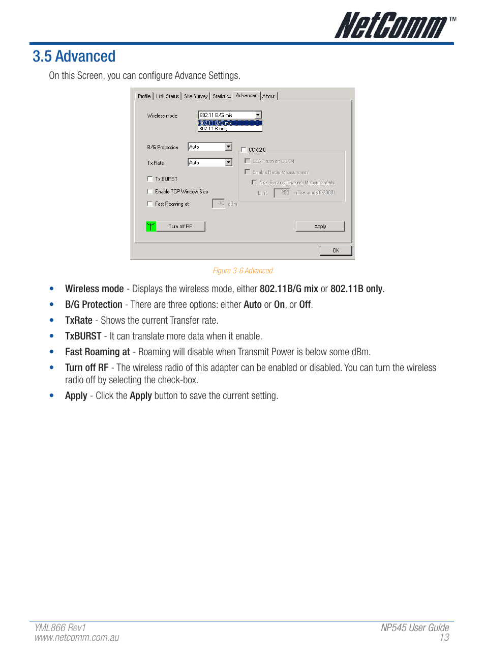 5 advanced | NetComm Wireless Network Adaptor NP545 User Manual | Page 13 / 18