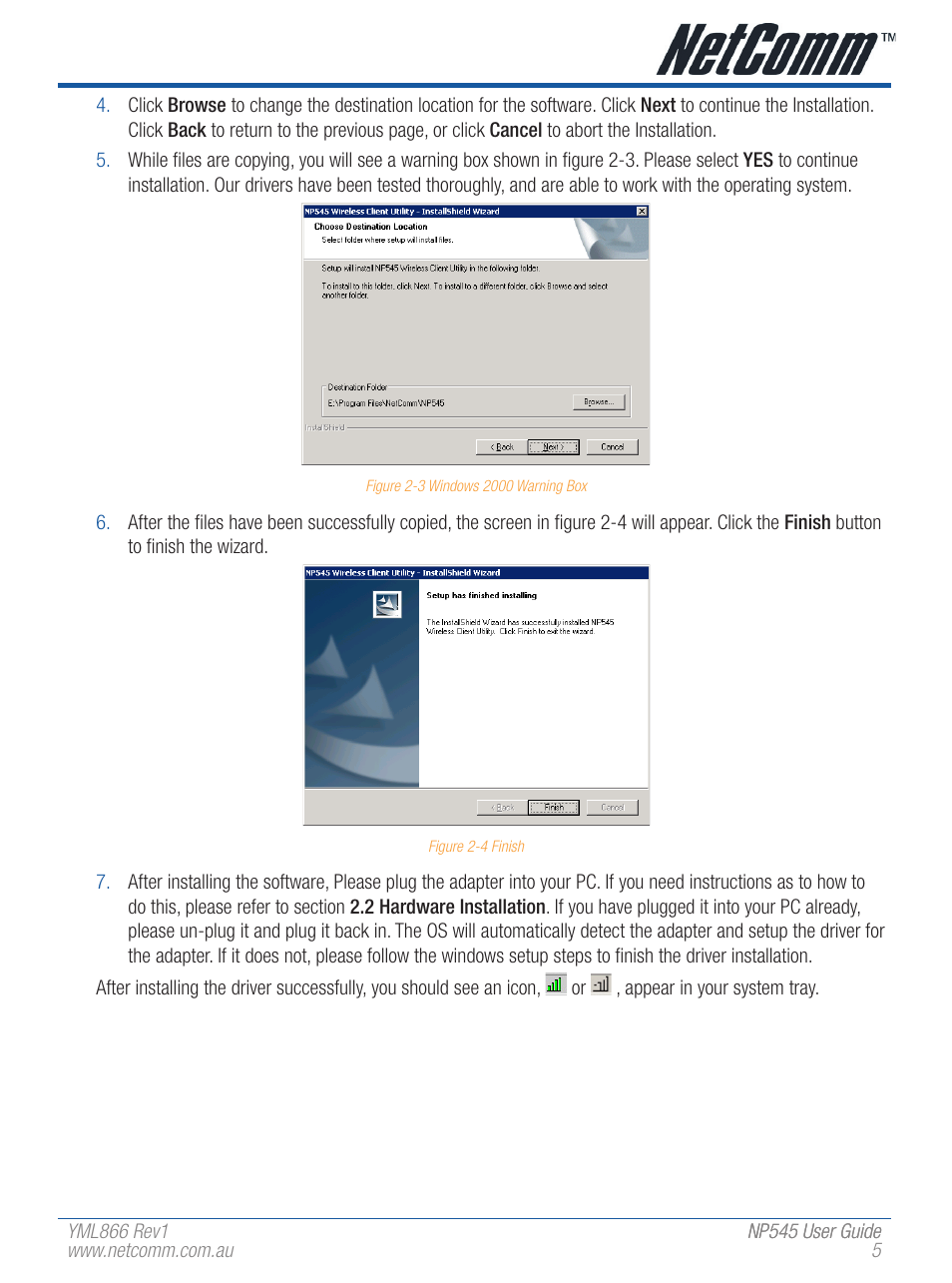 NetComm Wireless Network Adaptor NP545 User Manual | Page 5 / 18