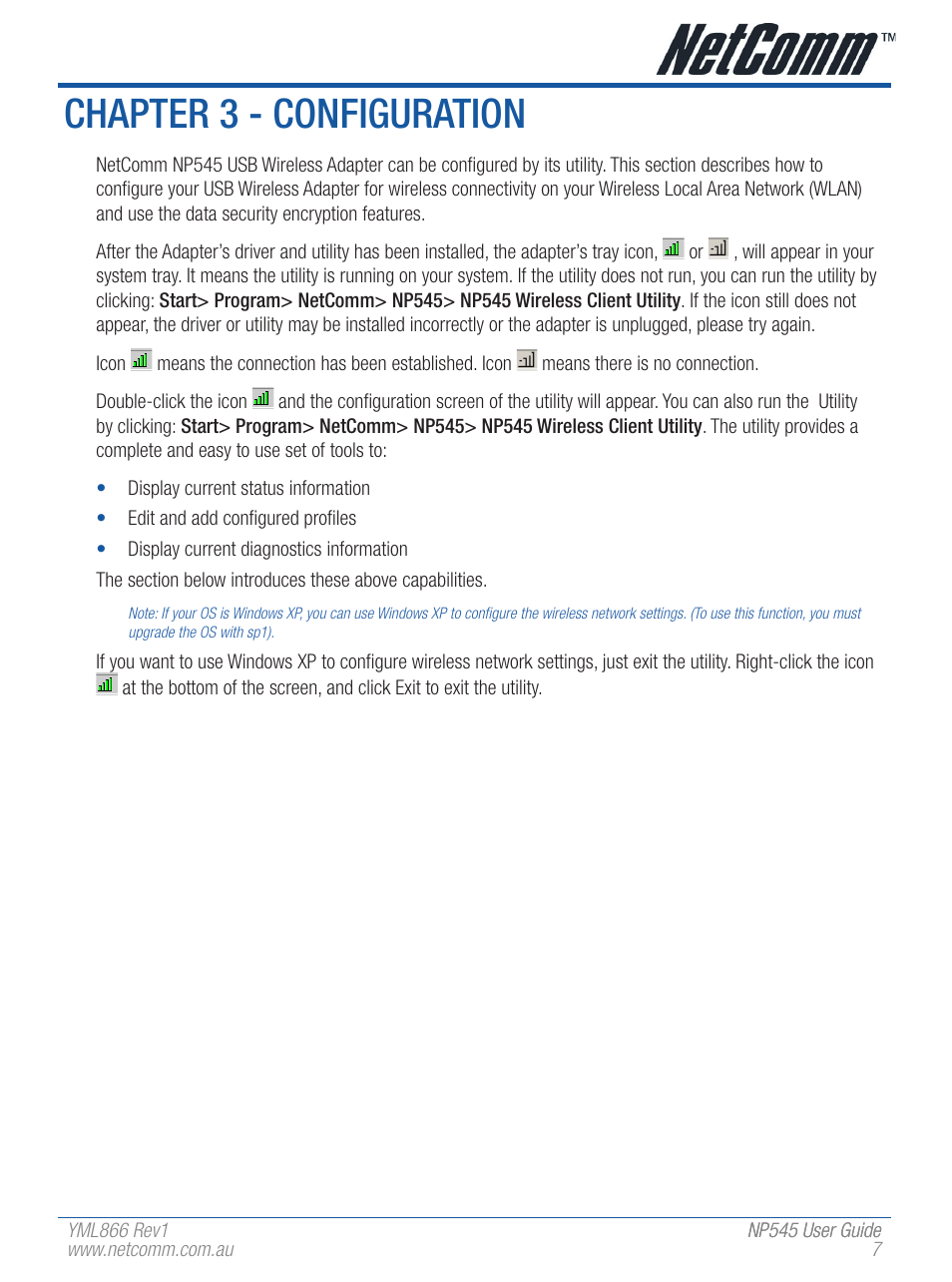 Chapter 3 - configuration | NetComm Wireless Network Adaptor NP545 User Manual | Page 7 / 18