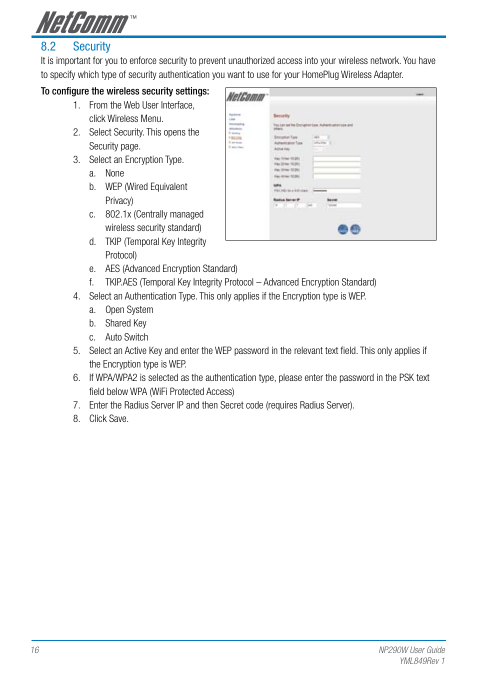 2 security | NetComm NP290W User Manual | Page 16 / 20