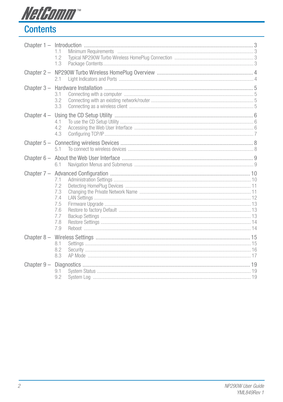 NetComm NP290W User Manual | Page 2 / 20