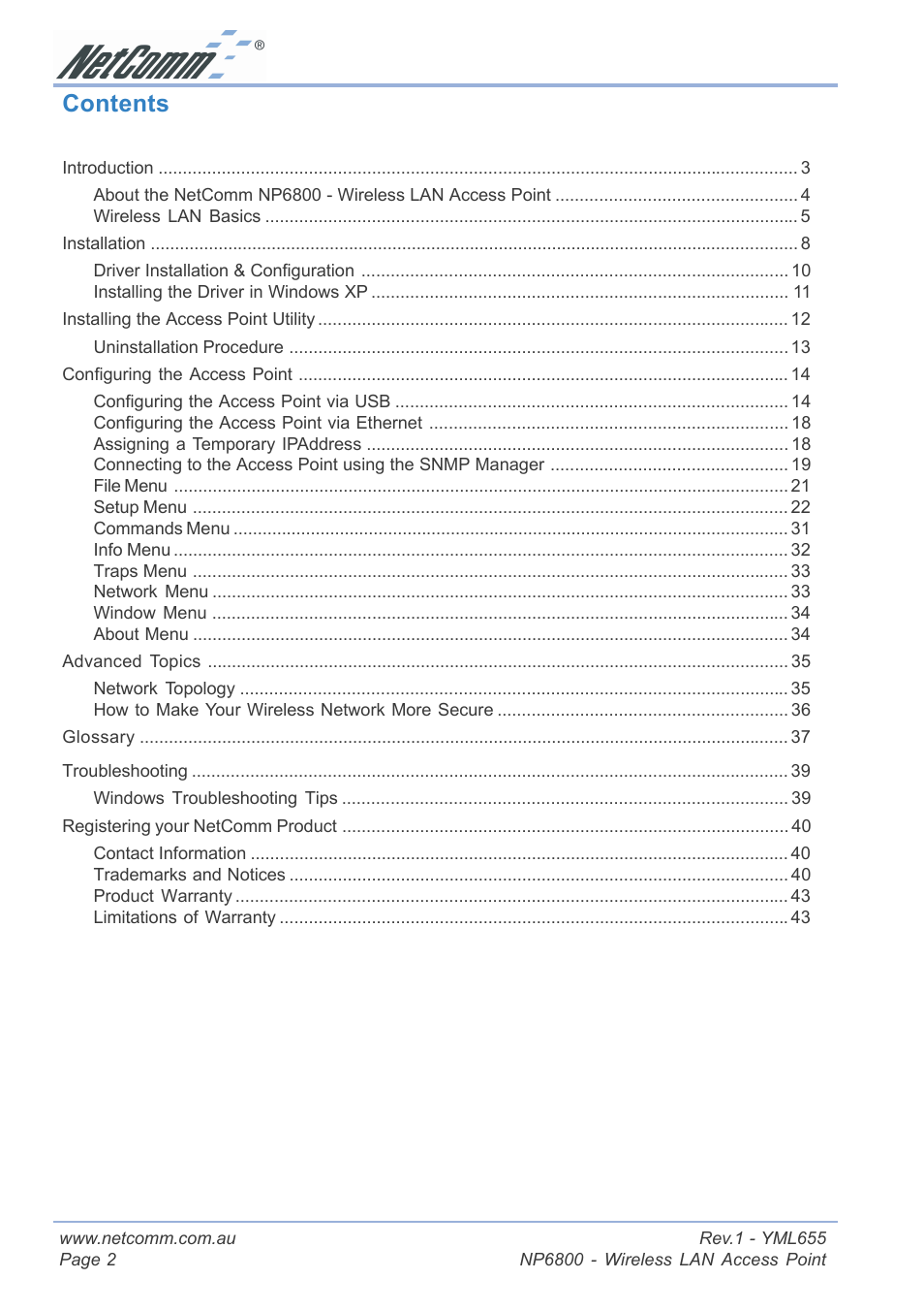 NetComm NP6800 User Manual | Page 2 / 44