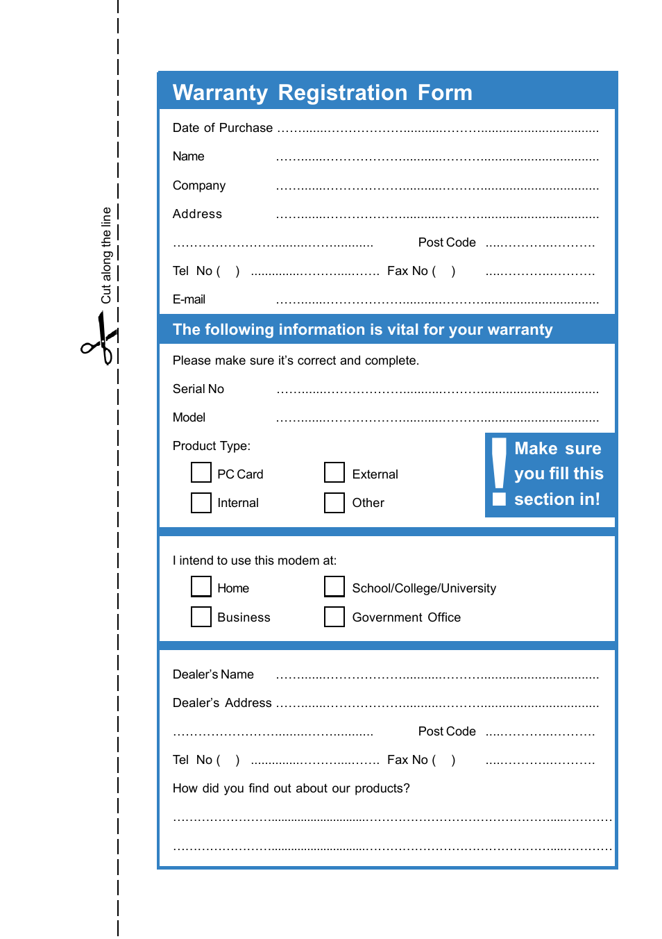 Warranty registration form | NetComm NP6800 User Manual | Page 41 / 44