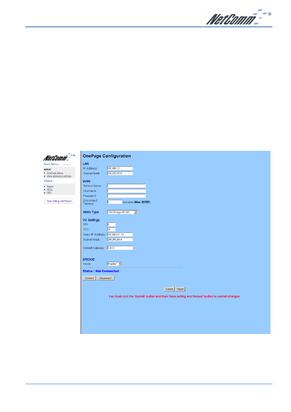 Step 2: configuring the nb1300 | NetComm NB1300 User Manual | Page 11 / 20