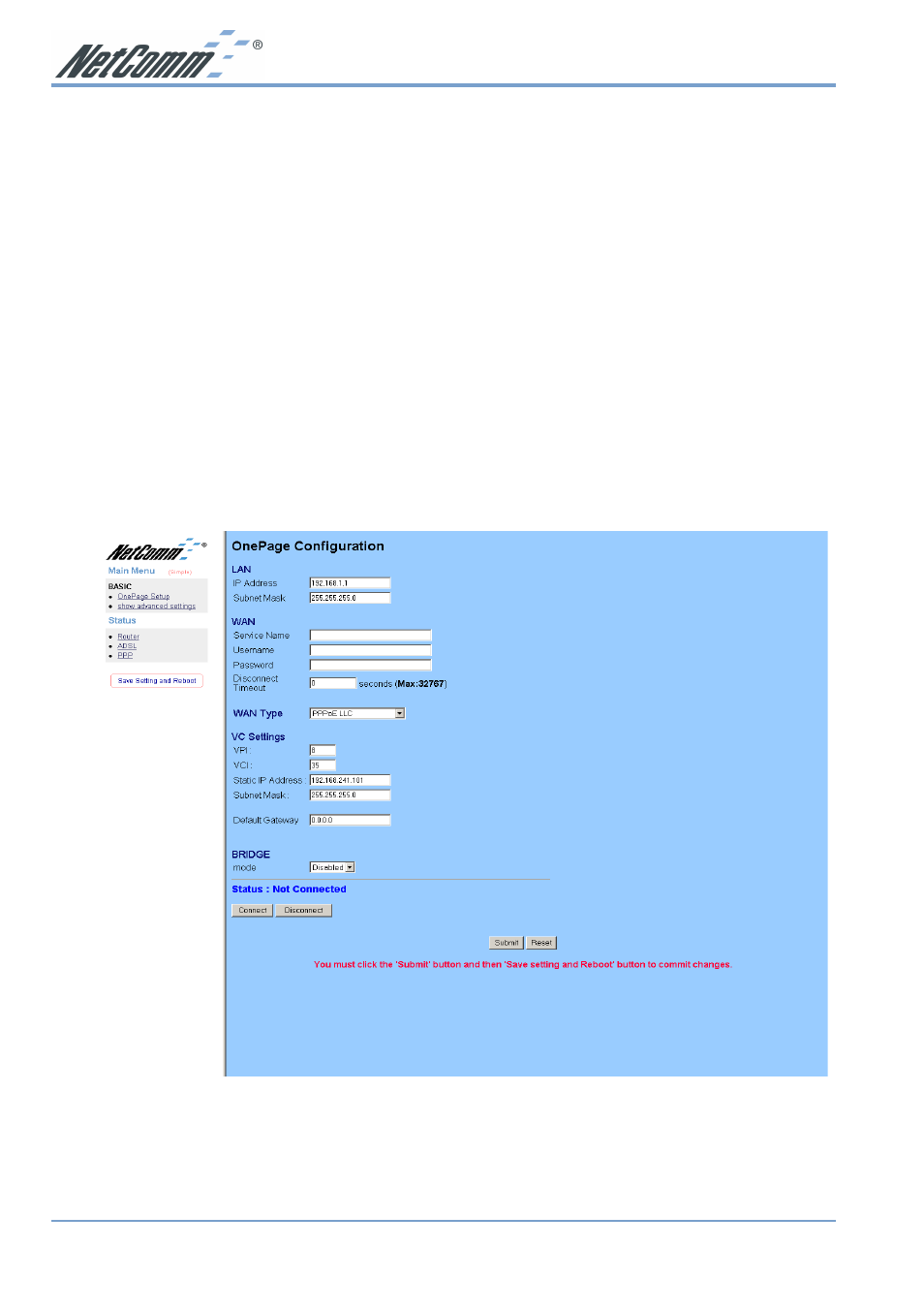 Step 2: configuring the nb1300 | NetComm NB1300 User Manual | Page 14 / 20