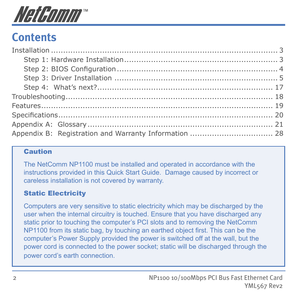 NetComm NP1100 User Manual | Page 2 / 32