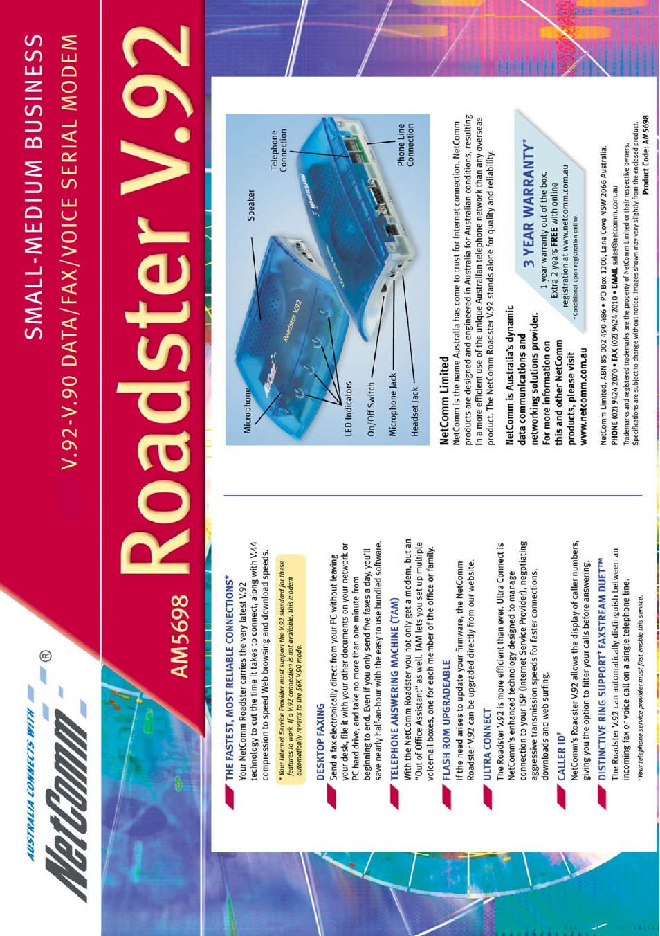 NetComm Roadster V.92 AM5698 User Manual | Page 36 / 36