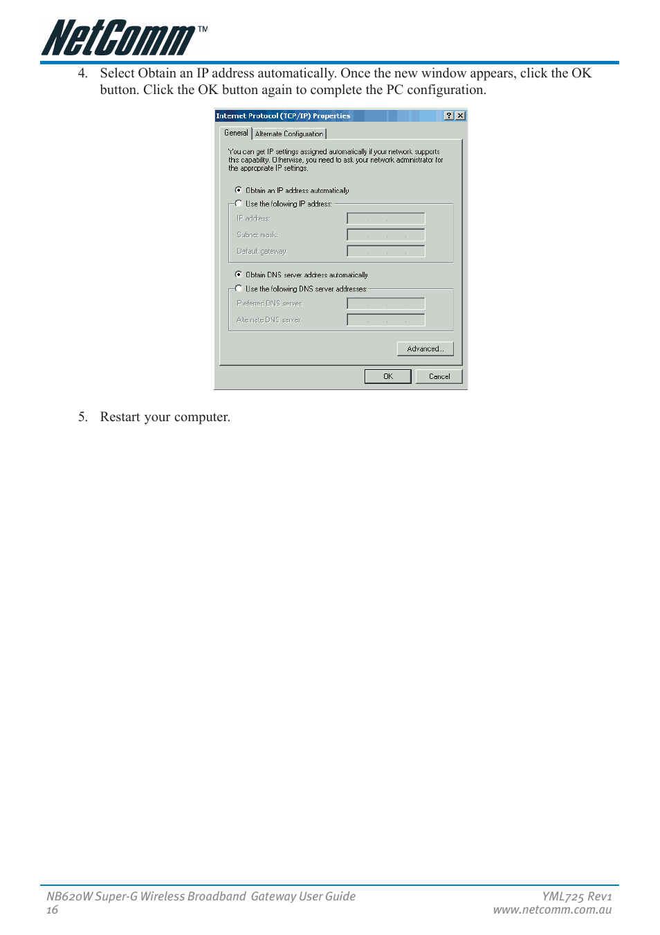 NetComm NB620W User Manual | Page 16 / 82