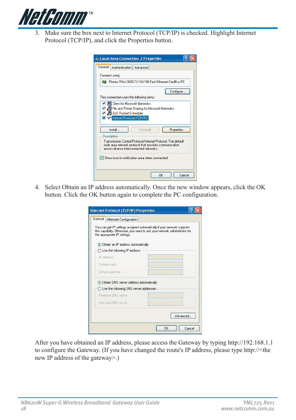 NetComm NB620W User Manual | Page 18 / 82