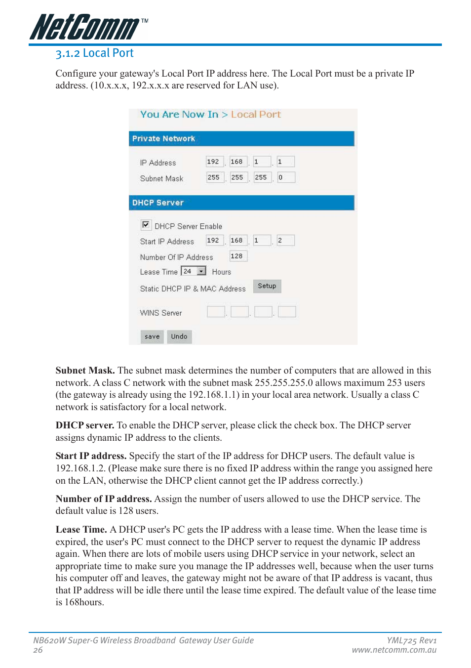 2 local port | NetComm NB620W User Manual | Page 26 / 82