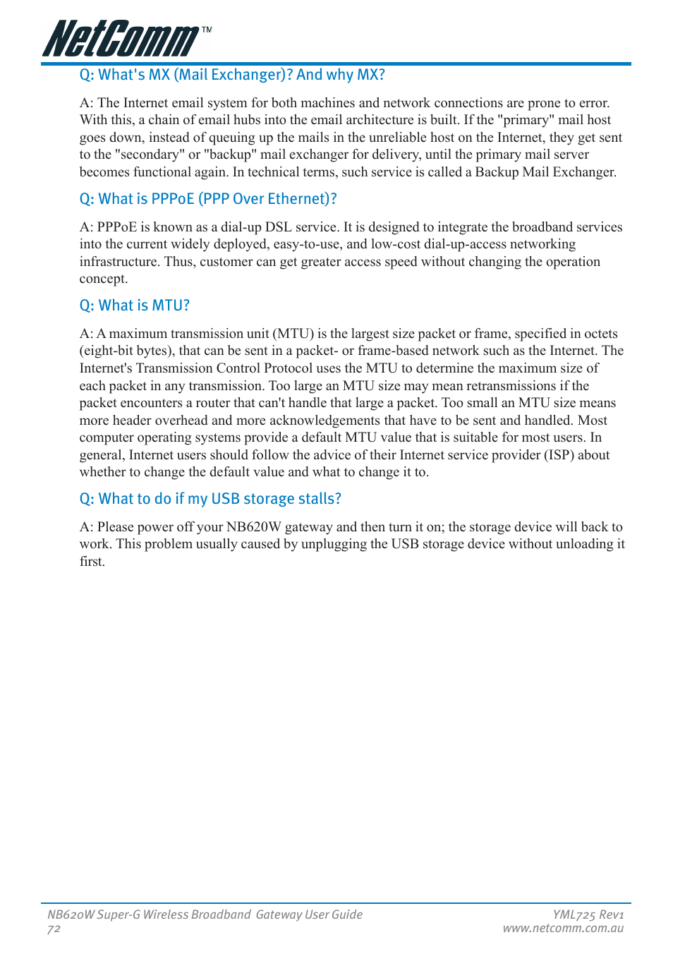 NetComm NB620W User Manual | Page 72 / 82