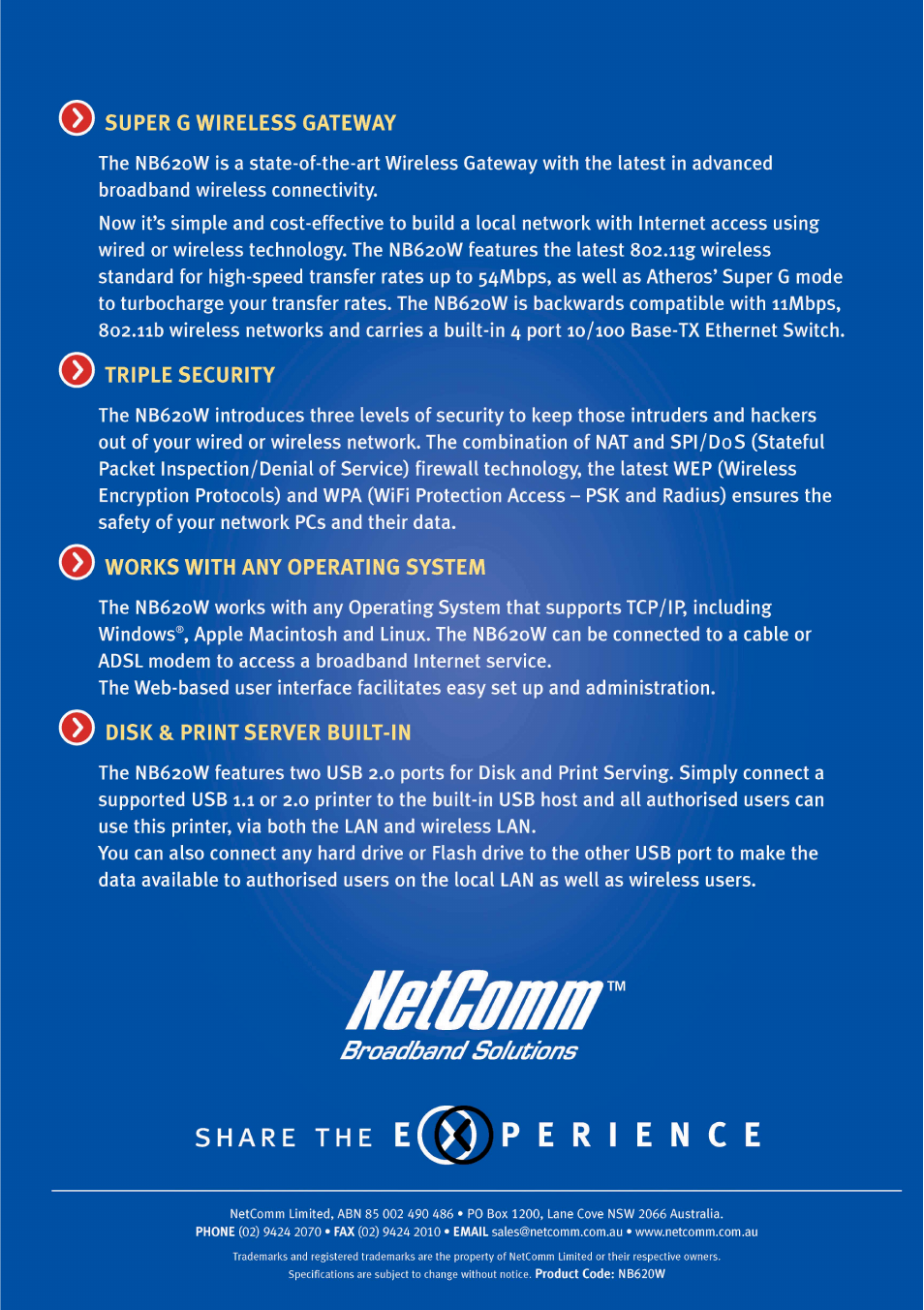 NetComm NB620W User Manual | Page 82 / 82