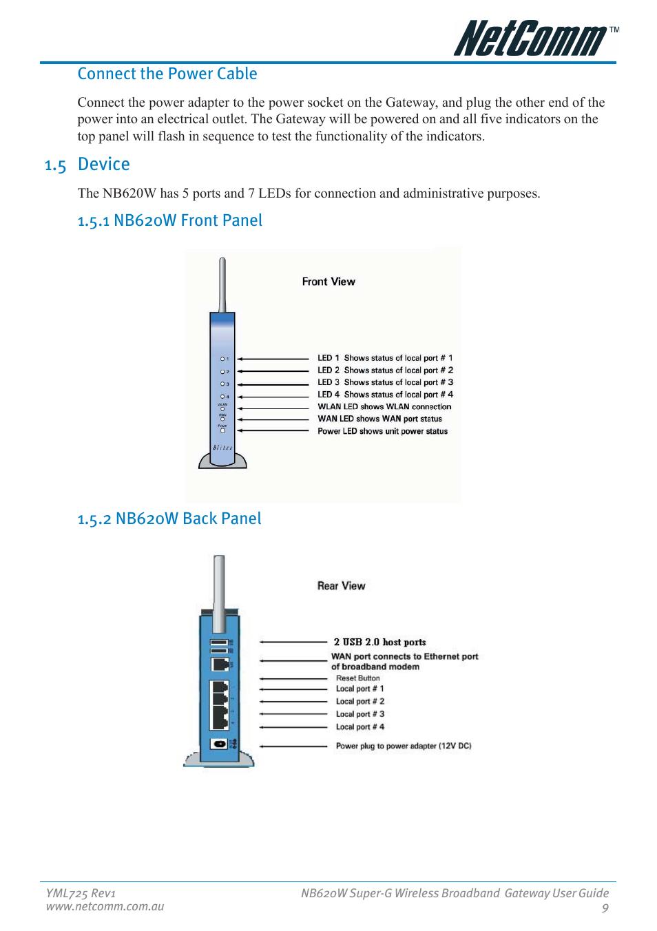 5 device | NetComm NB620W User Manual | Page 9 / 82