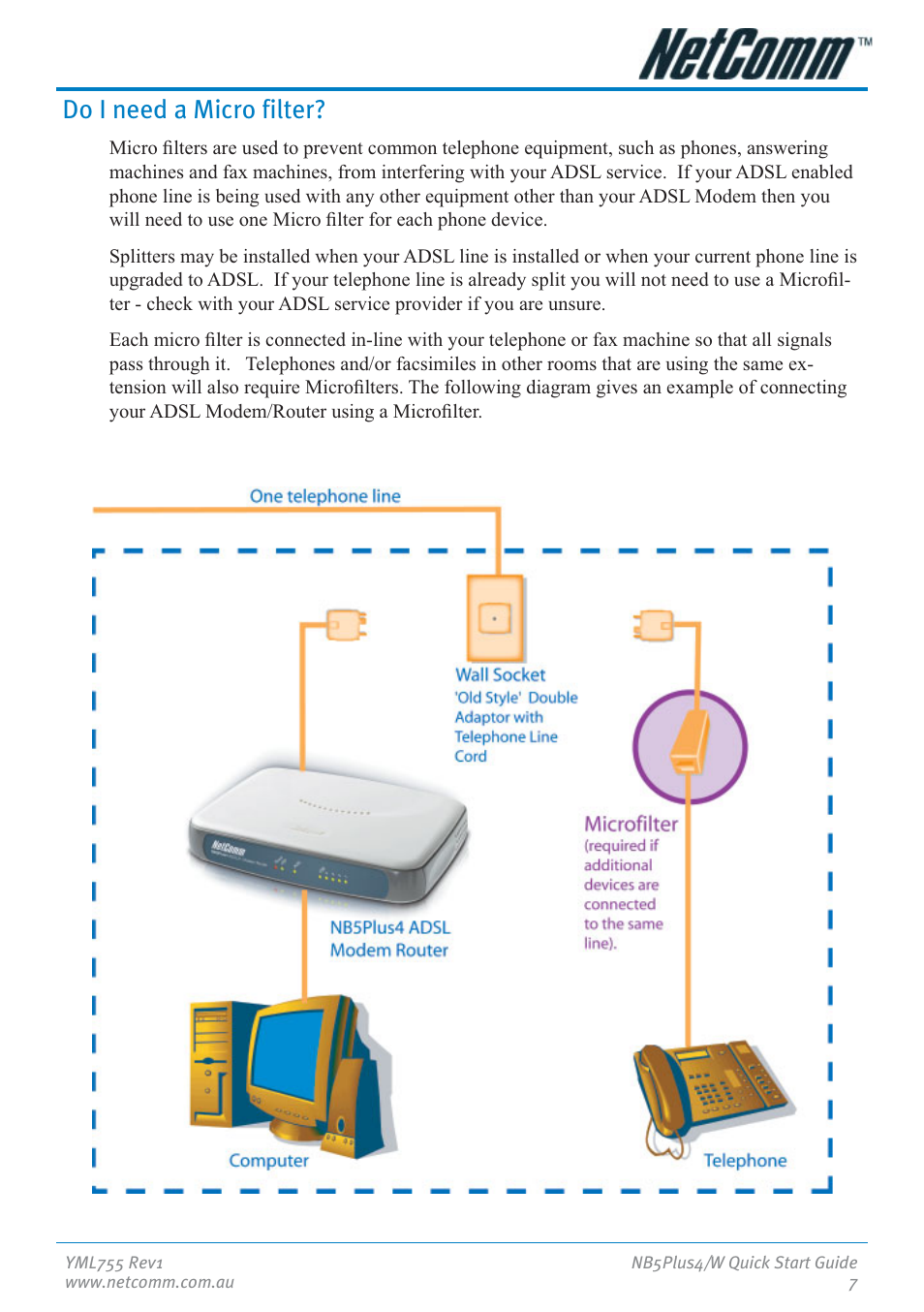 Do i need a micro filter | NetComm NB5Plus4 User Manual | Page 7 / 28