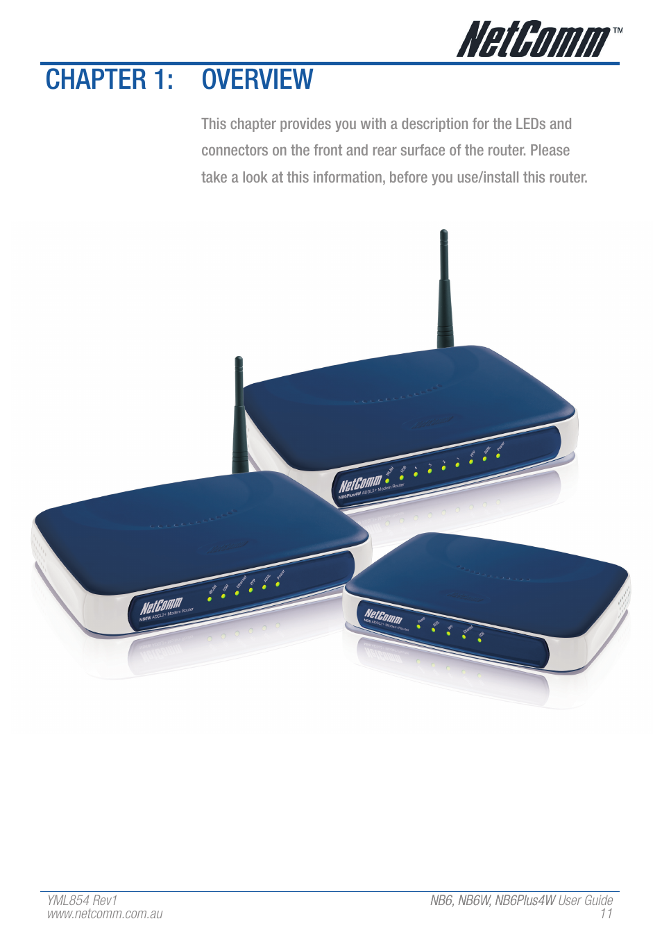 Chapter 1: overview | NetComm NB6 User Manual | Page 11 / 152