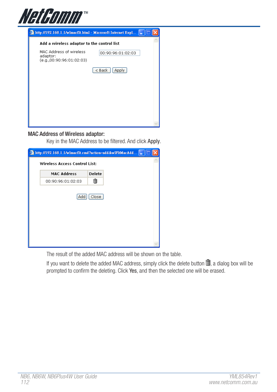 NetComm NB6 User Manual | Page 112 / 152