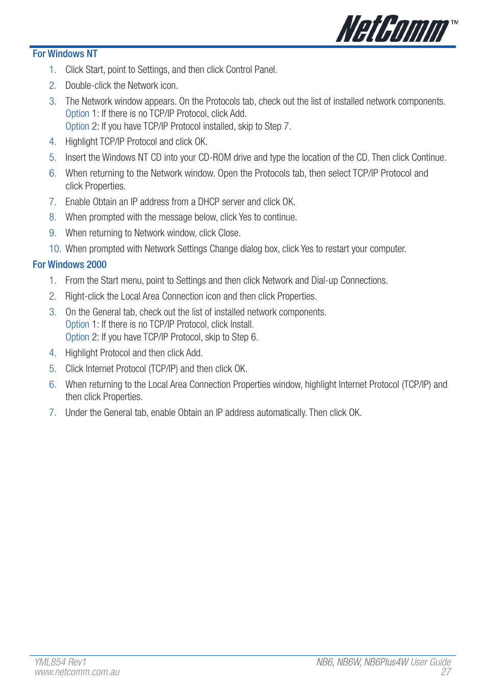NetComm NB6 User Manual | Page 27 / 152