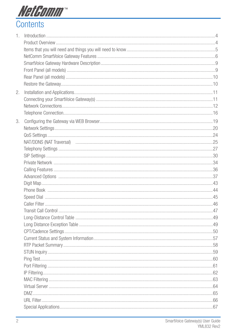 NetComm 4-port and 8-port Gateways Gateway Series User Manual | Page 2 / 94