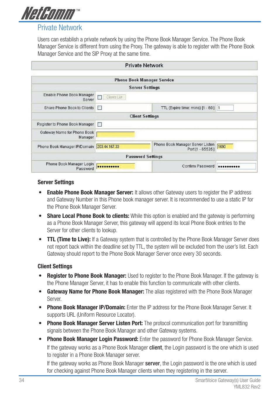 Private network | NetComm 4-port and 8-port Gateways Gateway Series User Manual | Page 34 / 94