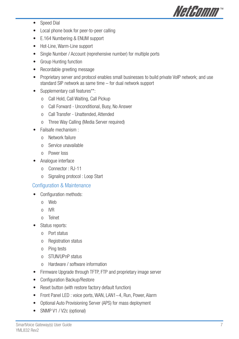 NetComm 4-port and 8-port Gateways Gateway Series User Manual | Page 7 / 94