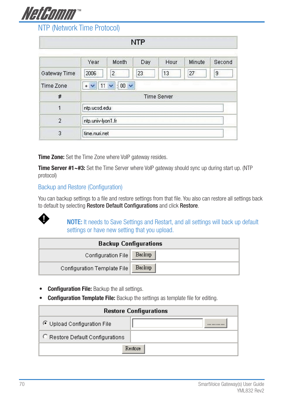 Ntp (network time protocol) | NetComm 4-port and 8-port Gateways Gateway Series User Manual | Page 70 / 94