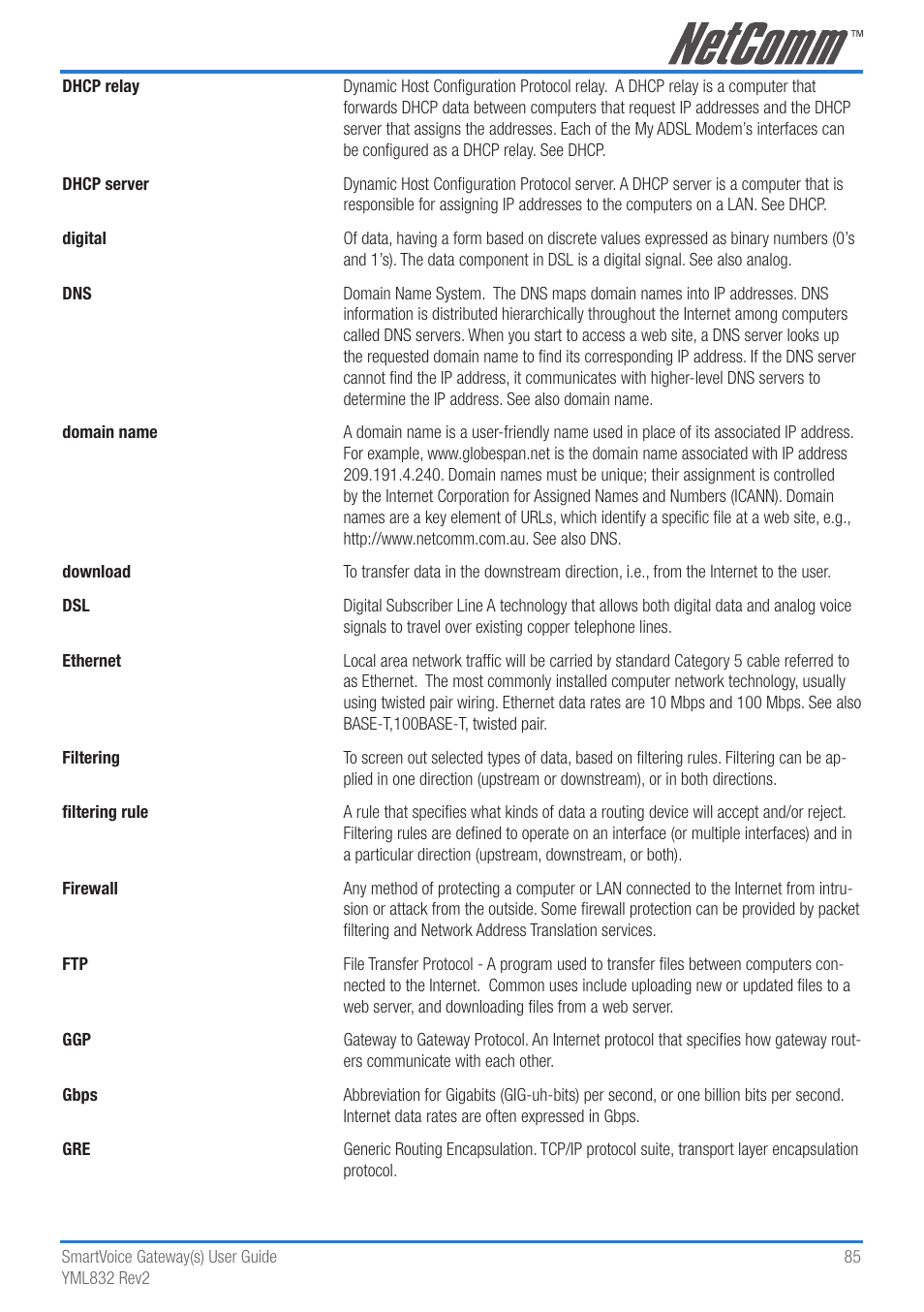 NetComm 4-port and 8-port Gateways Gateway Series User Manual | Page 85 / 94