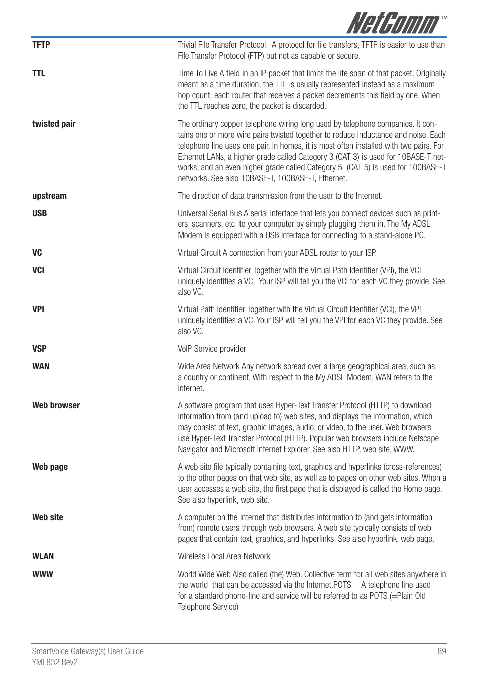 NetComm 4-port and 8-port Gateways Gateway Series User Manual | Page 89 / 94