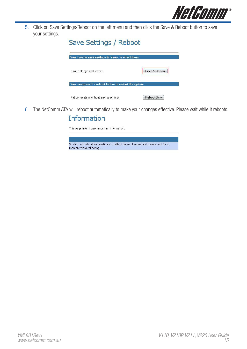 NetComm V110 User Manual | Page 15 / 68