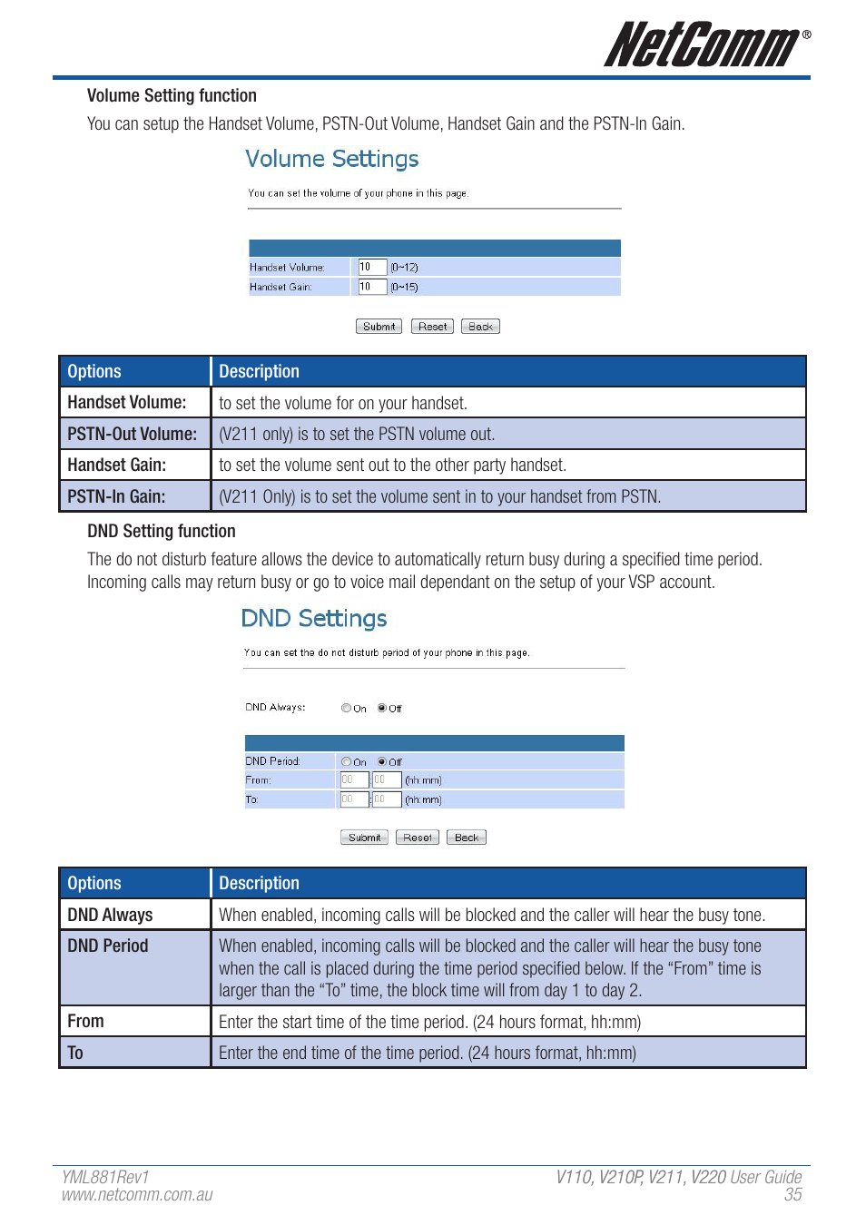 NetComm V110 User Manual | Page 35 / 68