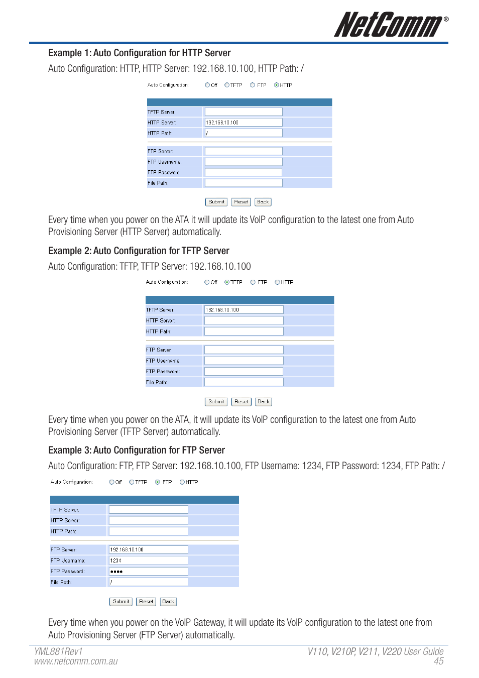 NetComm V110 User Manual | Page 45 / 68