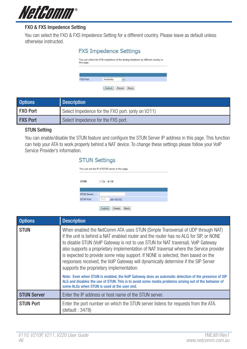 NetComm V110 User Manual | Page 46 / 68