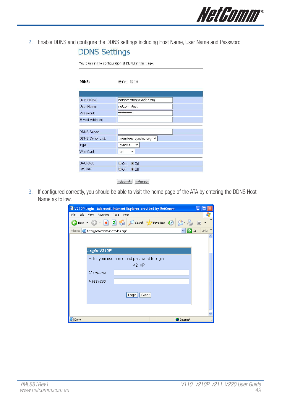 NetComm V110 User Manual | Page 49 / 68