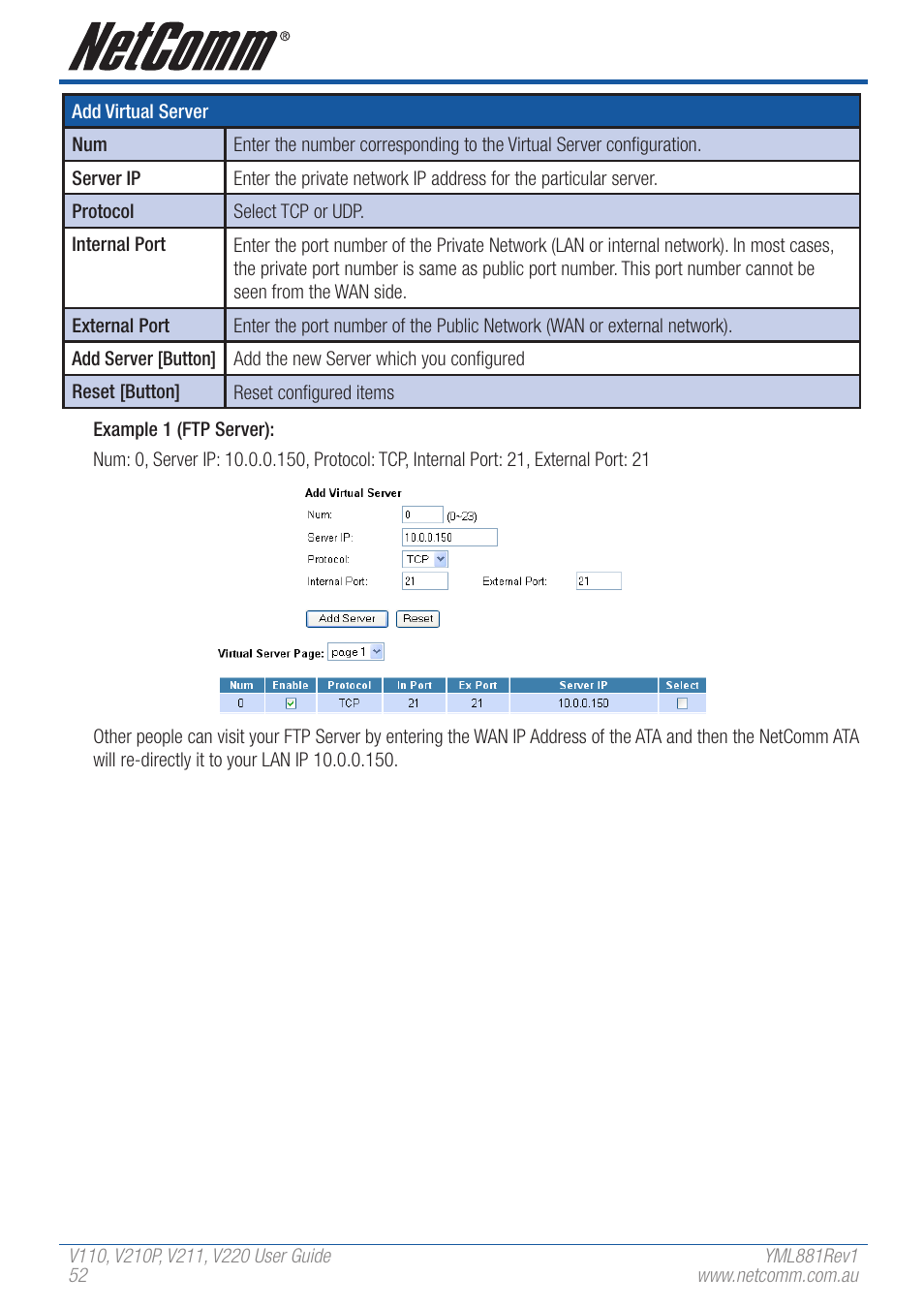 NetComm V110 User Manual | Page 52 / 68