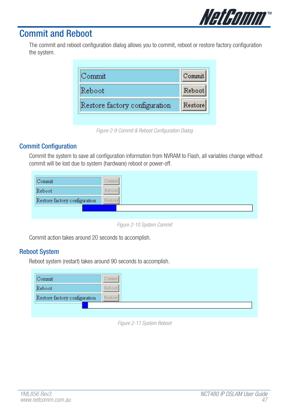 Commit and reboot | NetComm IP DSLAM NCT480 User Manual | Page 47 / 164