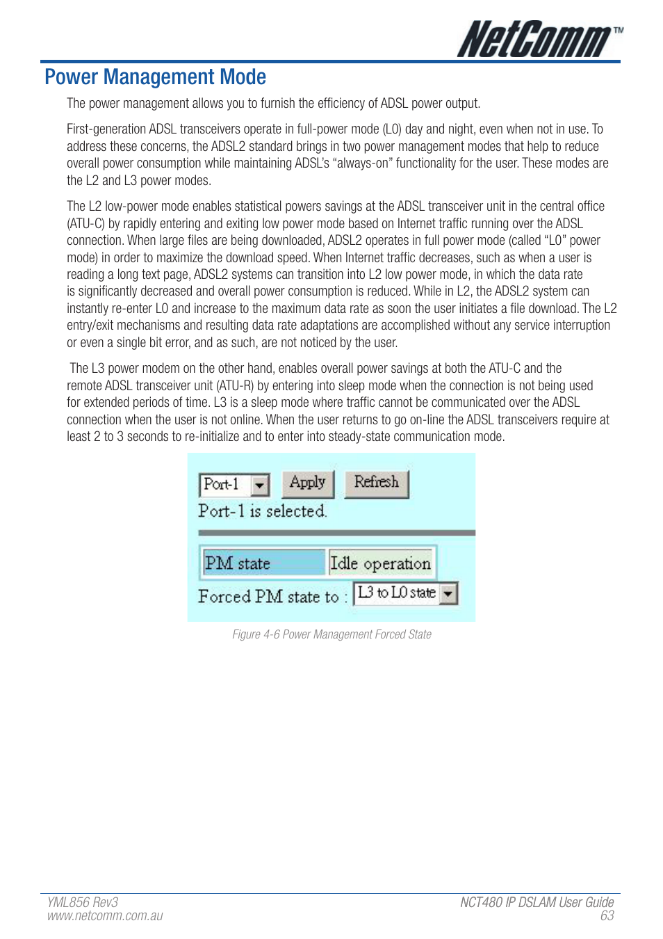 Power management mode | NetComm IP DSLAM NCT480 User Manual | Page 63 / 164