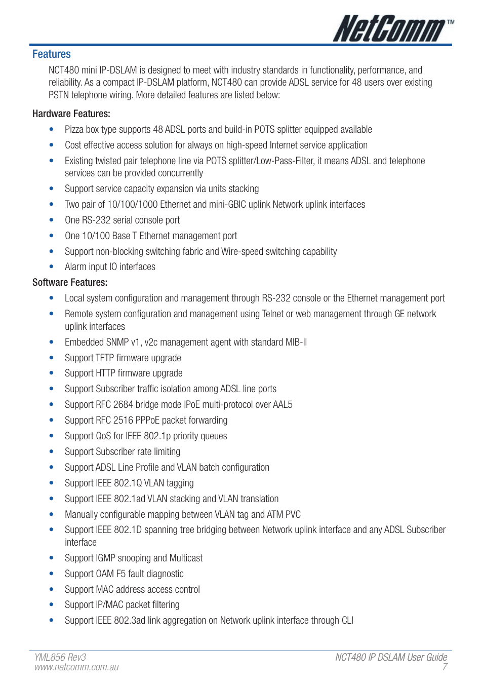 NetComm IP DSLAM NCT480 User Manual | Page 7 / 164