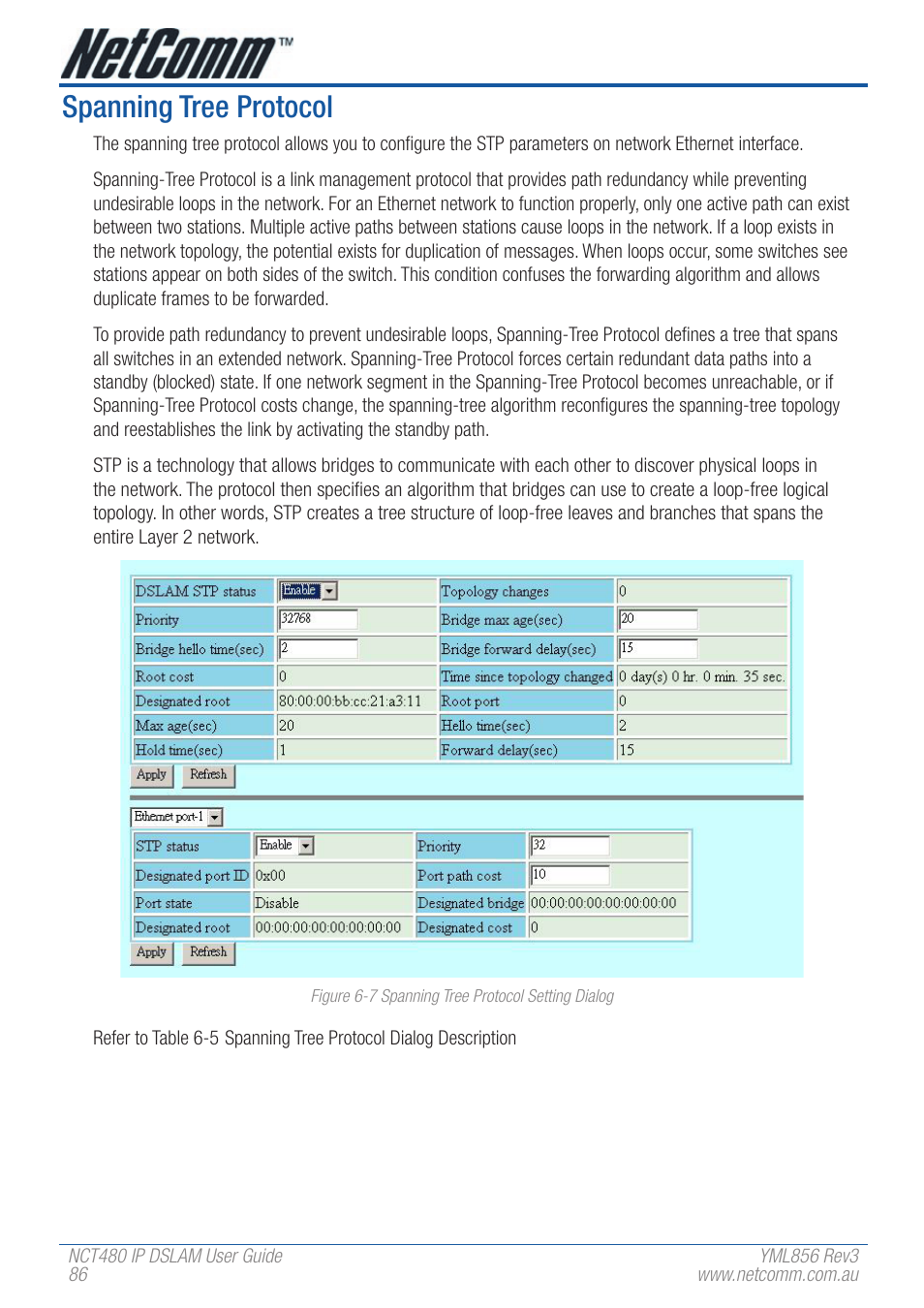 Spanning tree protocol | NetComm IP DSLAM NCT480 User Manual | Page 86 / 164